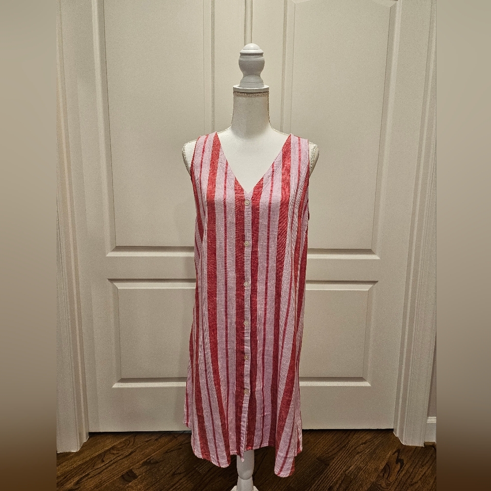 Gap red and pink striped V-Neck dress